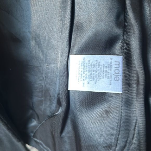 Maje cropped cotton/linen blend blazer with leather trimming. Sz 38 - Picture 3 of 3